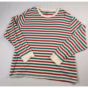 Indigo Long sleeve Tophorizontal striped Multicolor crewneck‎ top Size XL